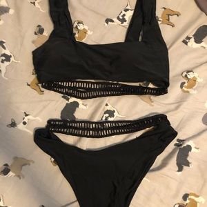 black bikini with cut out detail